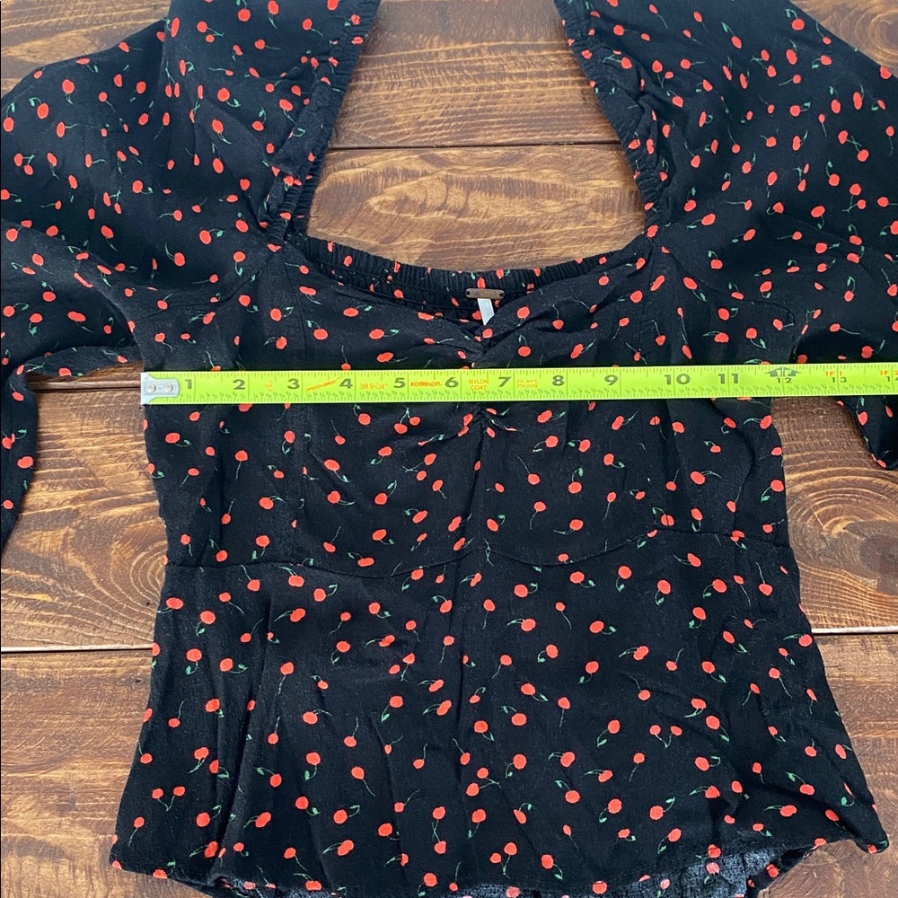 Free People Black Blouse with Red Cherries - Picture 16 of 16